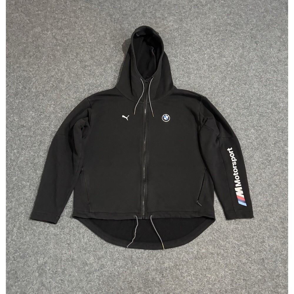 Puma BMW Motorsport Hoodie Womens Small Black Full Zip Logo Sweatshirt Logo